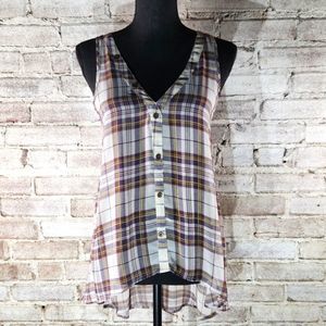 Decree high low plaid top